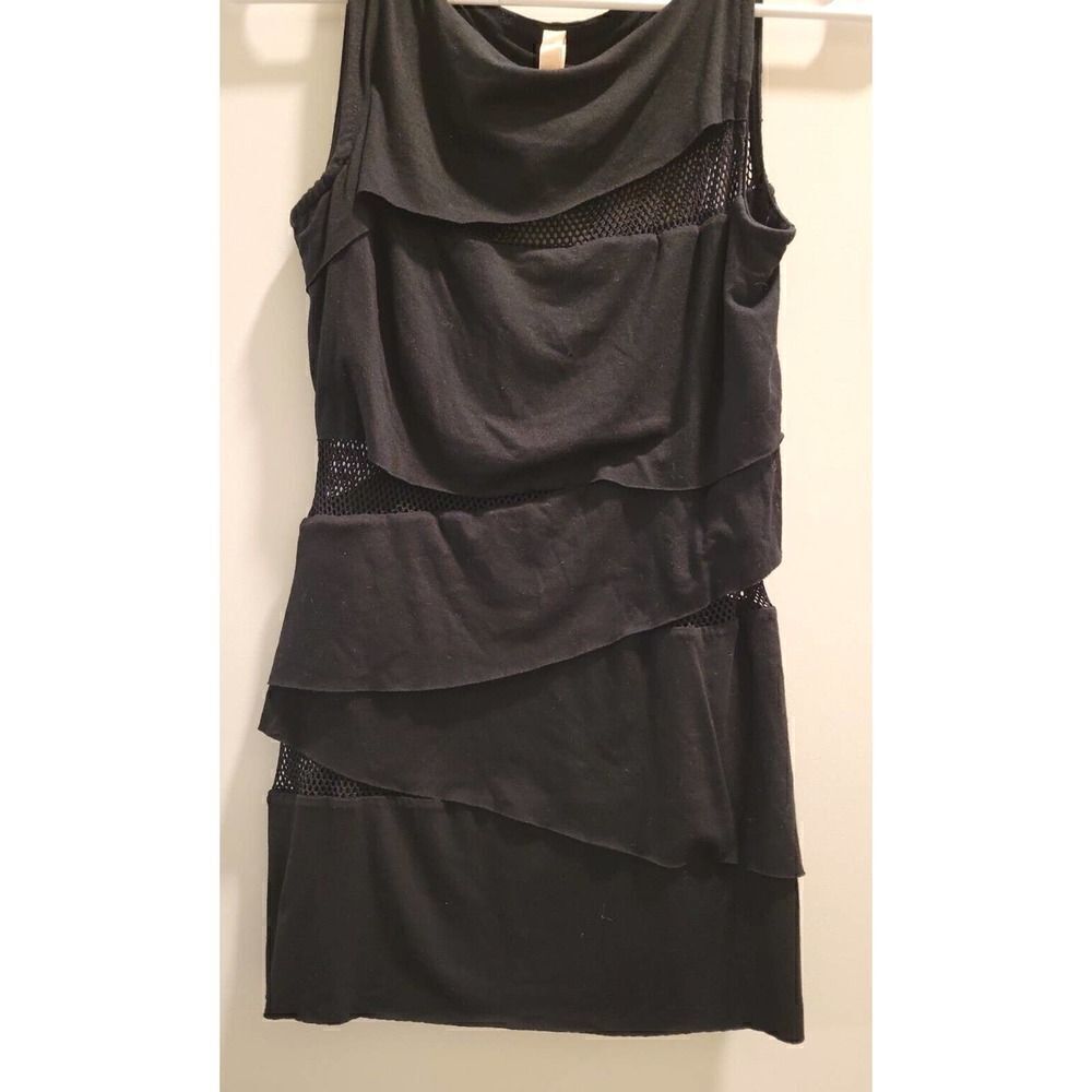 BAILEY 44 Black Pullover Layered Tiered Stretch Mesh Sleeveless Top Tank Sz M